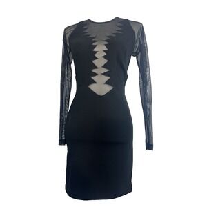 VINTAGE WHIMSIGOTH SHEER VENUS ATTITUDES  HOLIDAY DRESS CUT OUT LONG SLEEVE SZ M